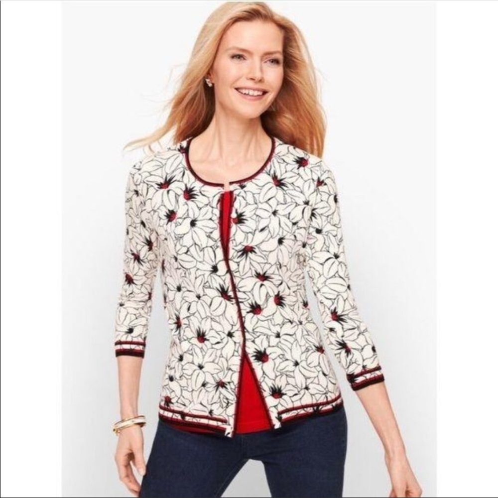 Talbots Charming Floral Cardigan Medium